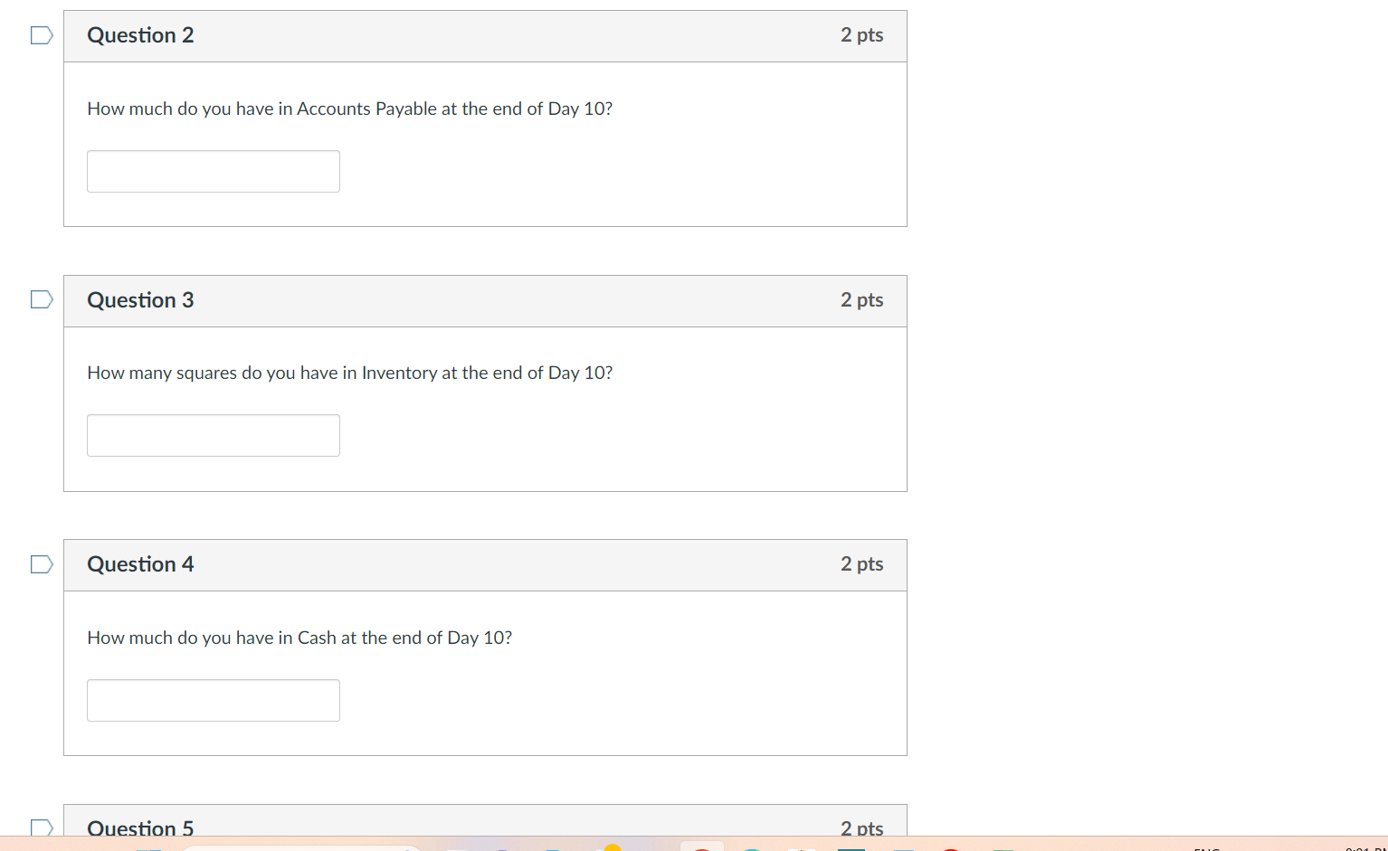 How much do you have in Accounts Payable at the end