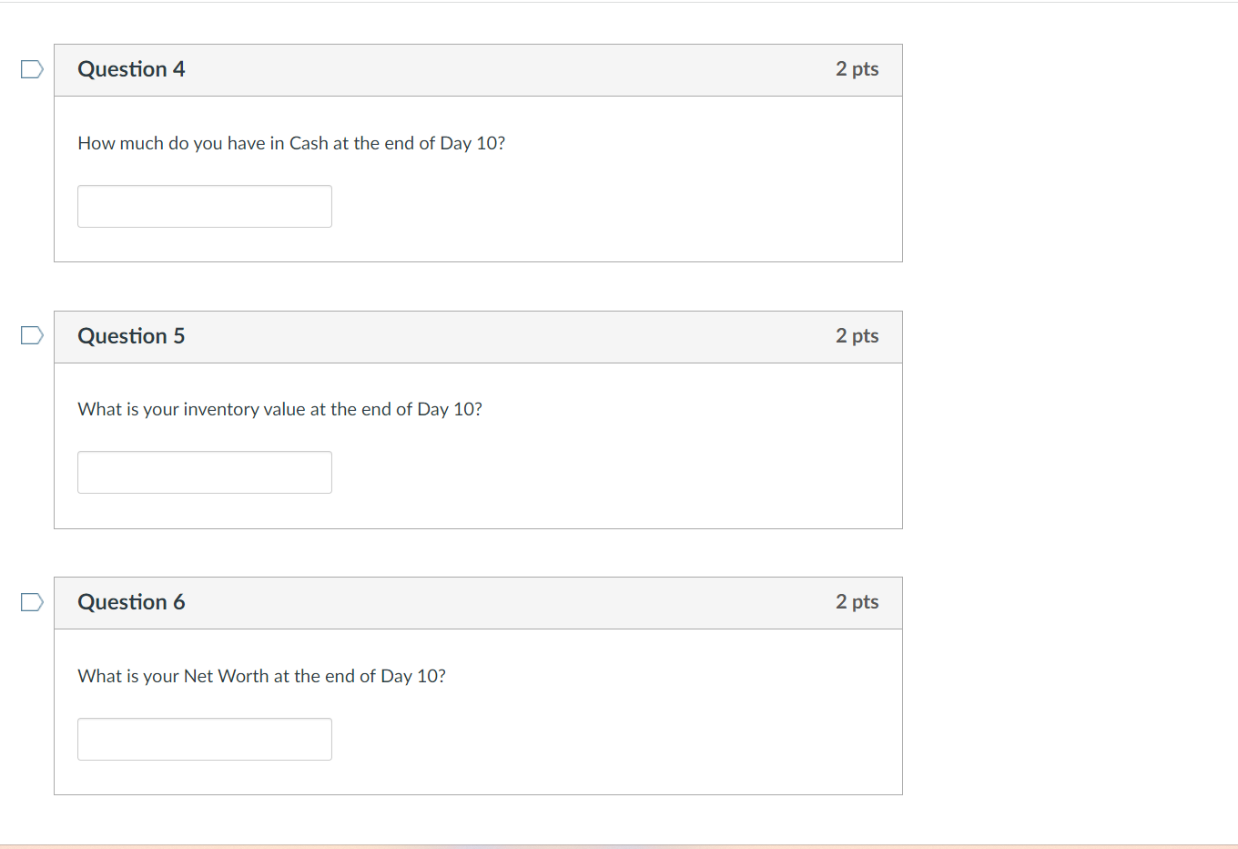 of Day 10? Question 3 How many squares do you have in