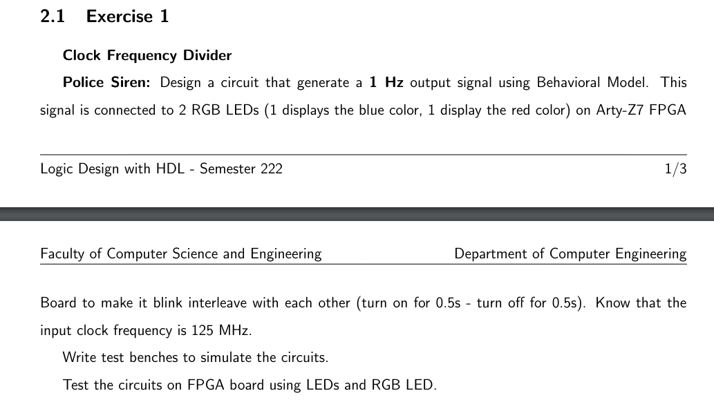  2.1 Exercise 1 Clock Frequency Divider 2.1 Exercise 1 Clock Frequency