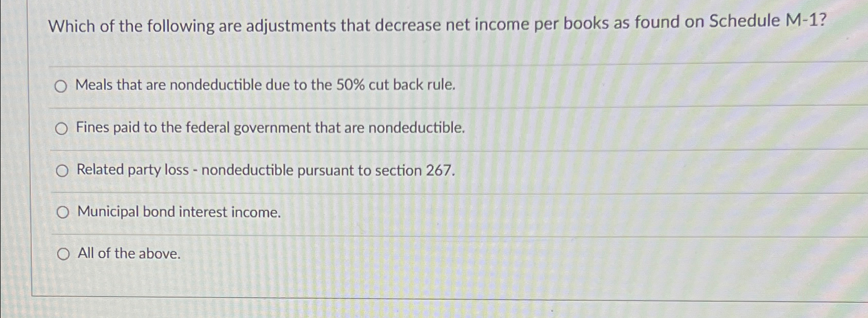  Which of the following are adjustments that decrease net income per