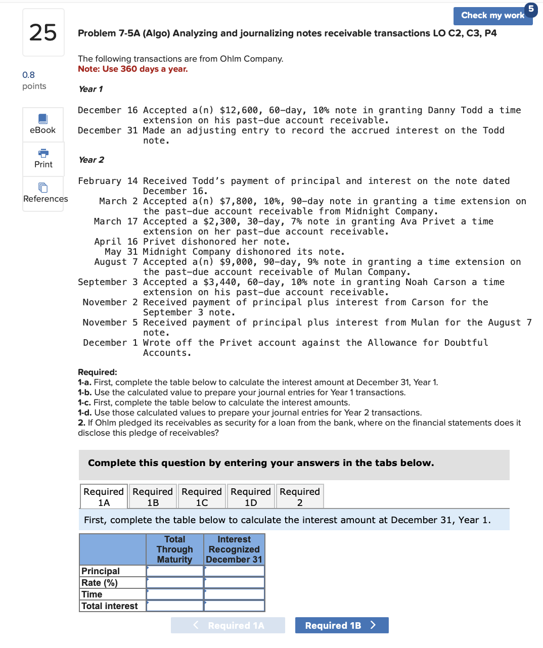 Please help me with 1a-d, 2 Problem 7-5A (Algo) Analyzing and journalizing