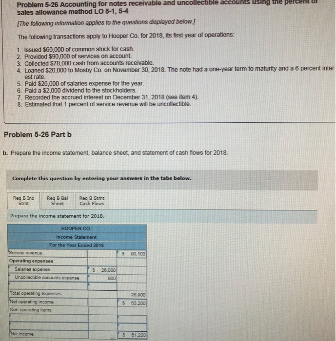  accounts uslng the perceht o Problem 5-26 Accounting for notes receivable