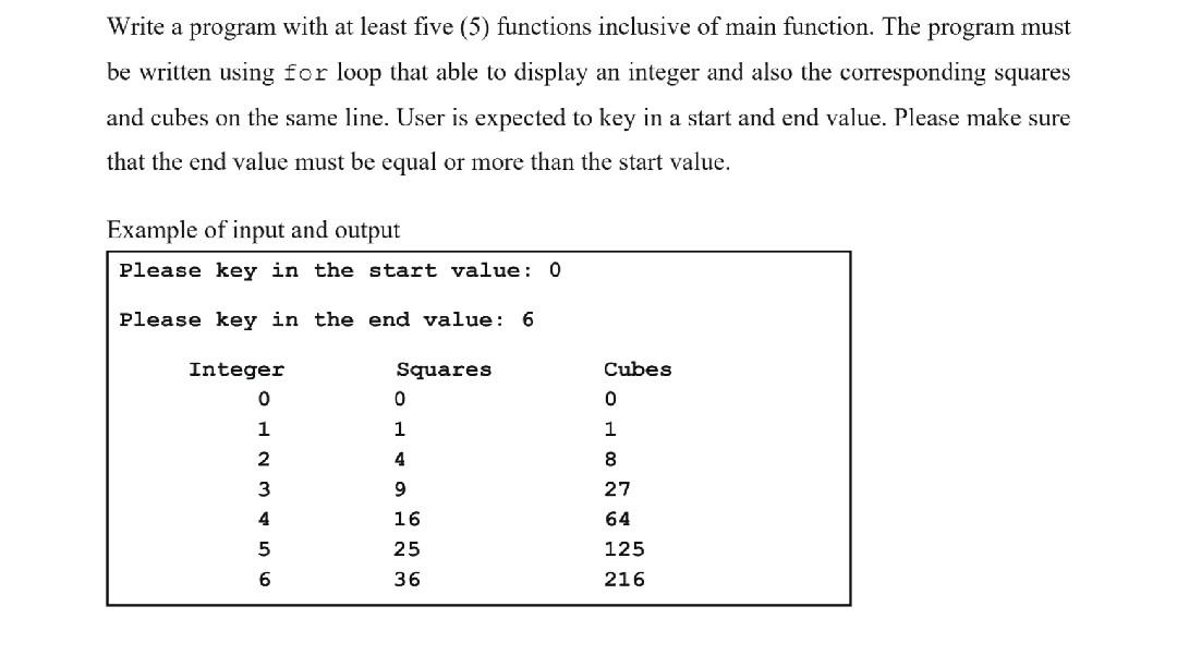c++ Write a program with at least five (5) functions inclusive of