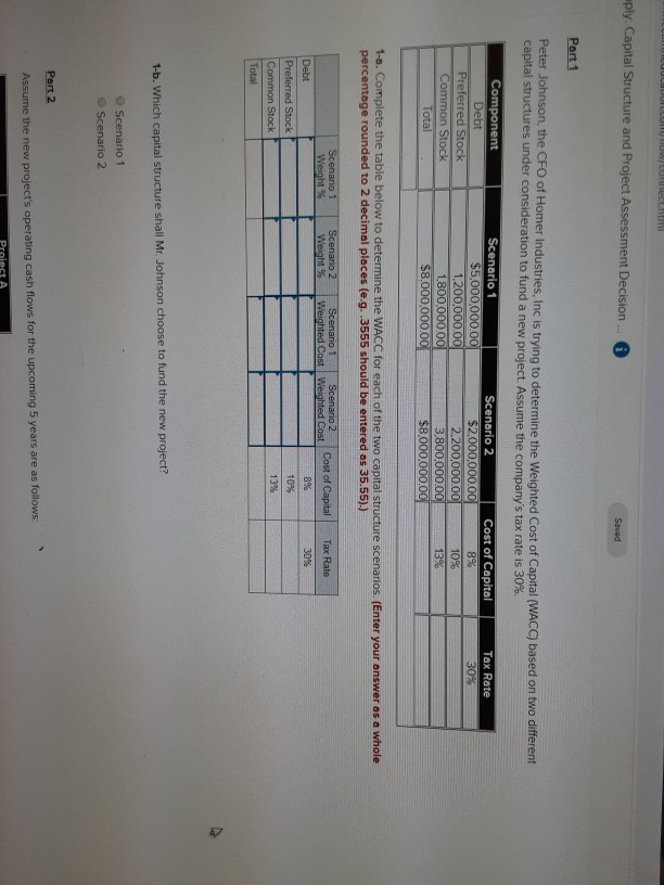  Mwechtml uply. Capital Structure and Project Assessment Decision ... O Saved