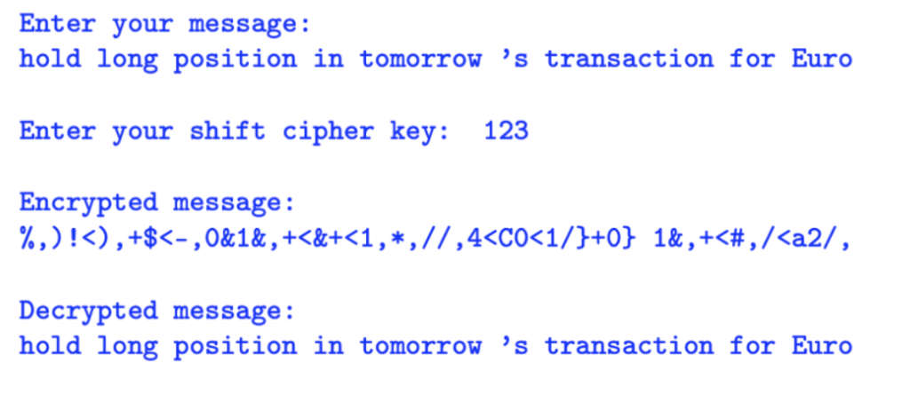 Implement Caesar Cipher in java that outputs the following. Enter your message: