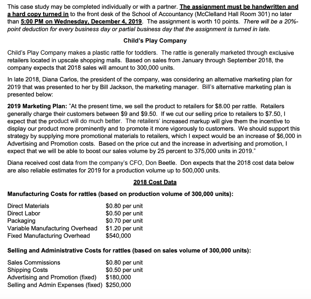  This case study may be completed individually or with a partner.