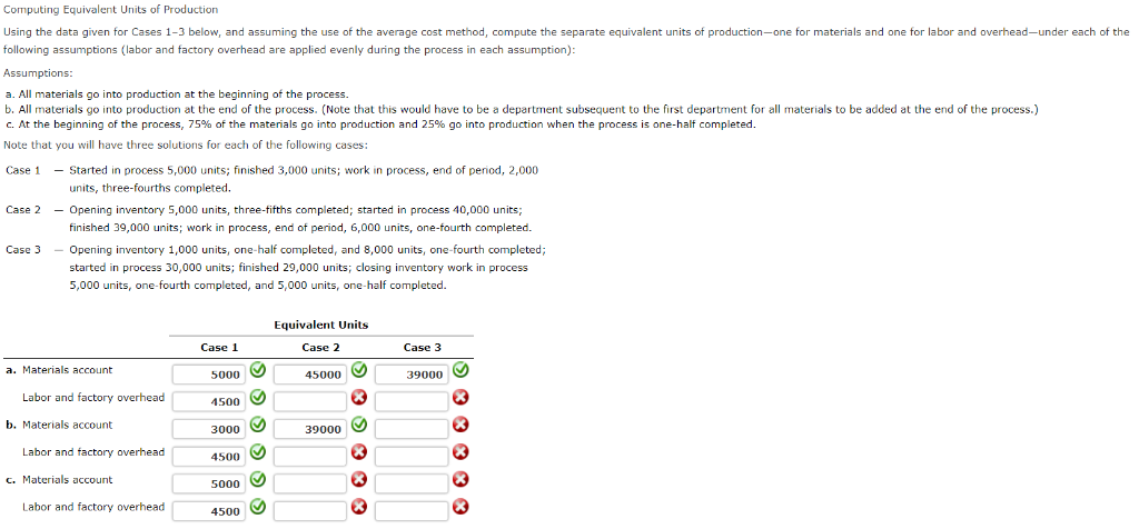  Computing Equivalent Units of Production Using the data given for Cases
