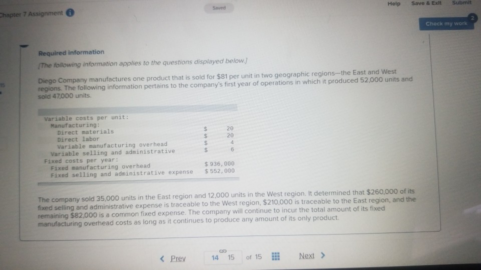  Help Save & Exit Submit Saved Chapter 7 Assignment Check my