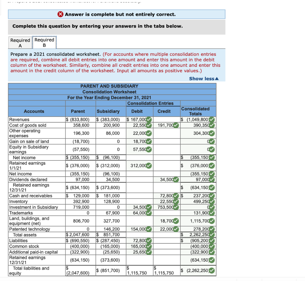 a total fair value of $569,000 for 100 percent of Subsidiary Corporation's