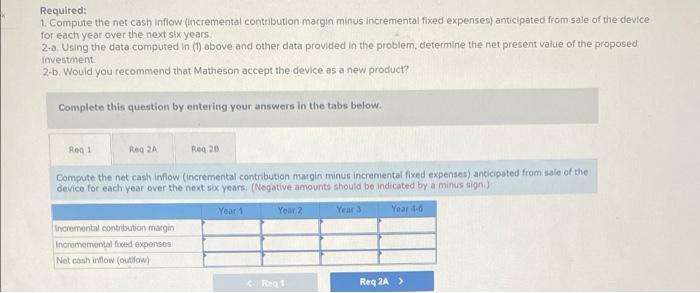 be acquired to produce the device. The equipment would cost $315,000 and