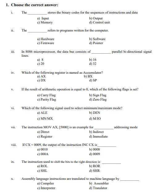 Please send the solution quickly The 1. Choose the correct answer: i.