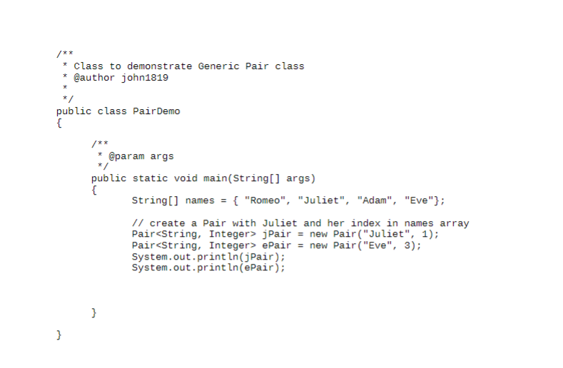 the same type. Then, add the method public void swap() to Pair