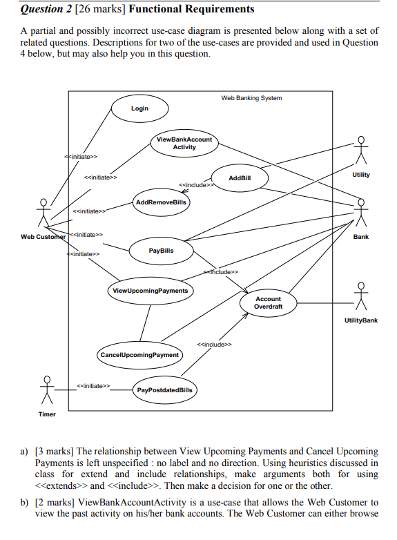  Question 2 [26 marks] Functional Requirements A partial and possibly incorrect