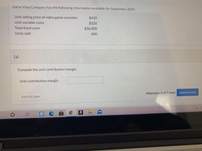 for 2019. (Round Variable cost per unit to 2 decimal places, eg.
