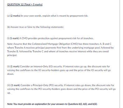  QUESTION 12 Total = 5 marks (2 marks) In your own