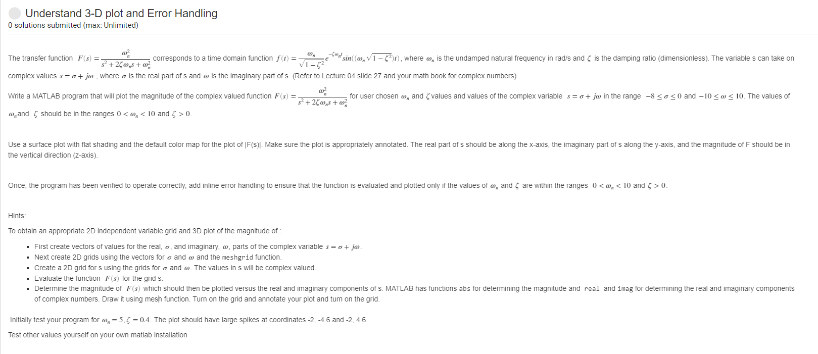 Here is the script % Define a set of initial values omegaSubN