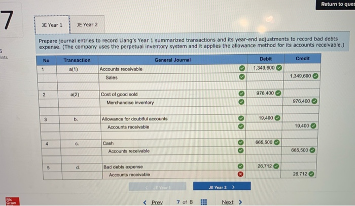 & Exit Submit Check my work Liang Company began operations in Year
