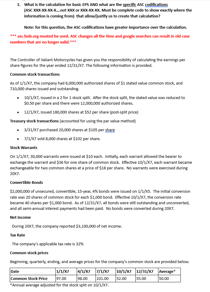  1. What is the calculation for basic EPS AND what are