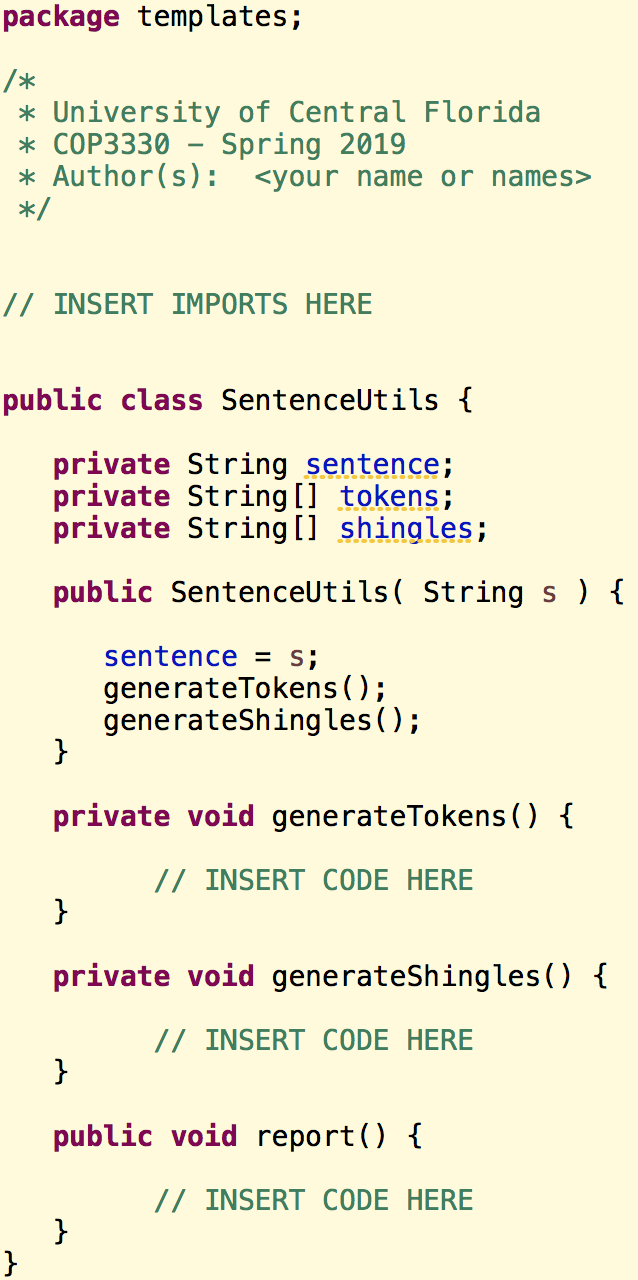 each sentence. Templates are provided below for implementing the program as two