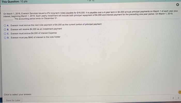  This Question: IU PLS 10 On March 1, 2018, Everson Services