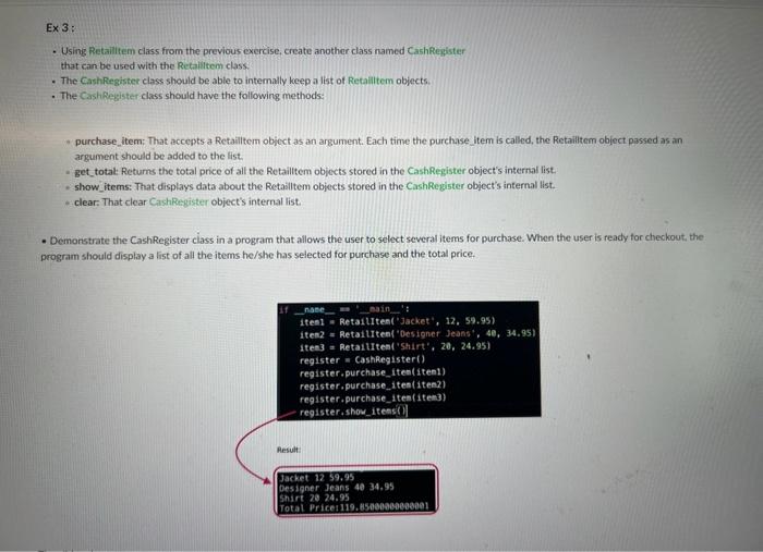  please help - Using Retailitem class from the previous exercise, create