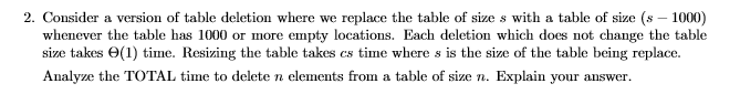 The table refers to a hash table. 2. Consider a version
