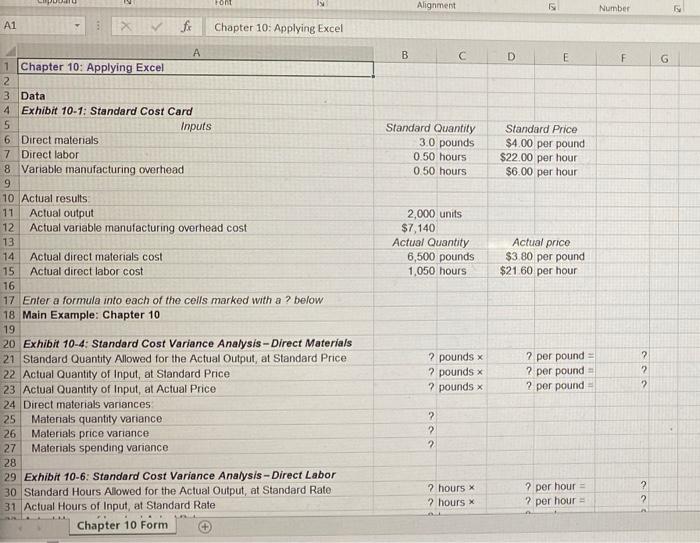 need the exact formulas that match the above excel worksheet Pont