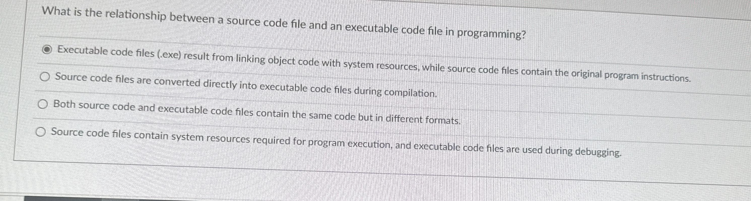  What is the relationship between a source code file and an