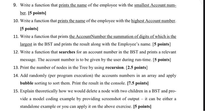 write in c not c++ 9. Write a function that prints the