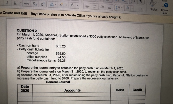  IU abe X2 X? Styles Create and Edit Buy Office or