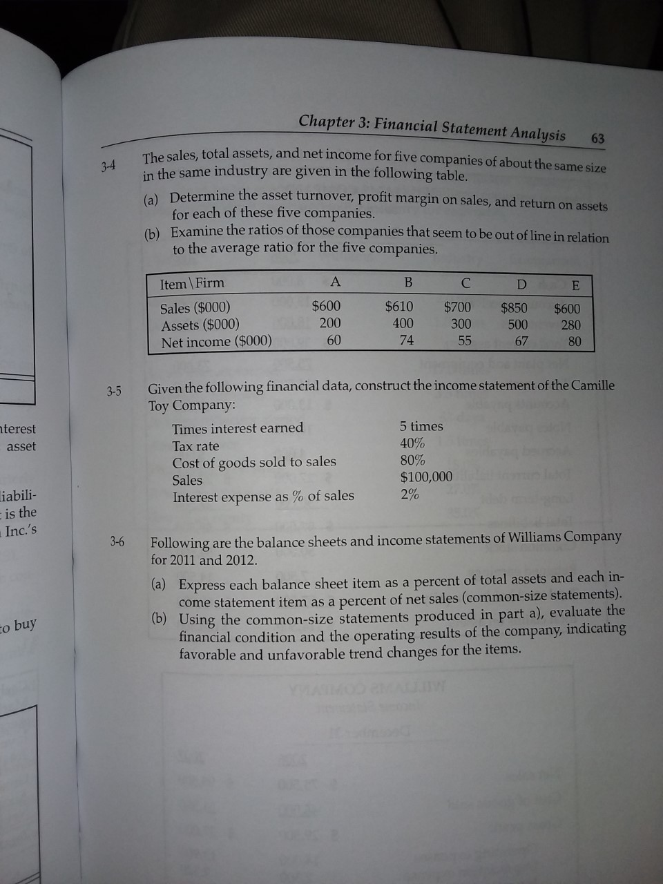 Need help with solving 3-4, 3-5, 3-6, and 3-7: Chapter 3: Financial