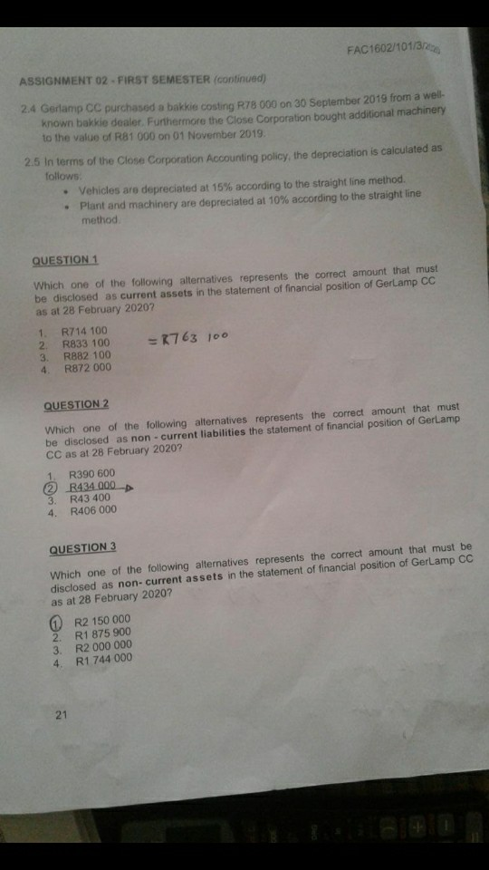 Which one of the following alternatives represents the correct amount that must