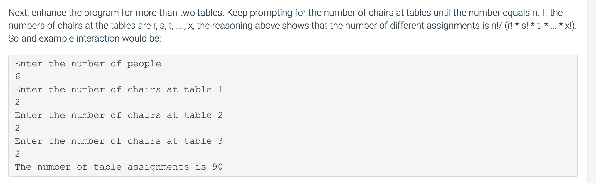tables. Suppose there is a group of n people to be seated