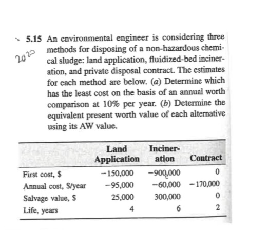 forward using a FW incremental analysis method. (Solve using excel.) *Make sure