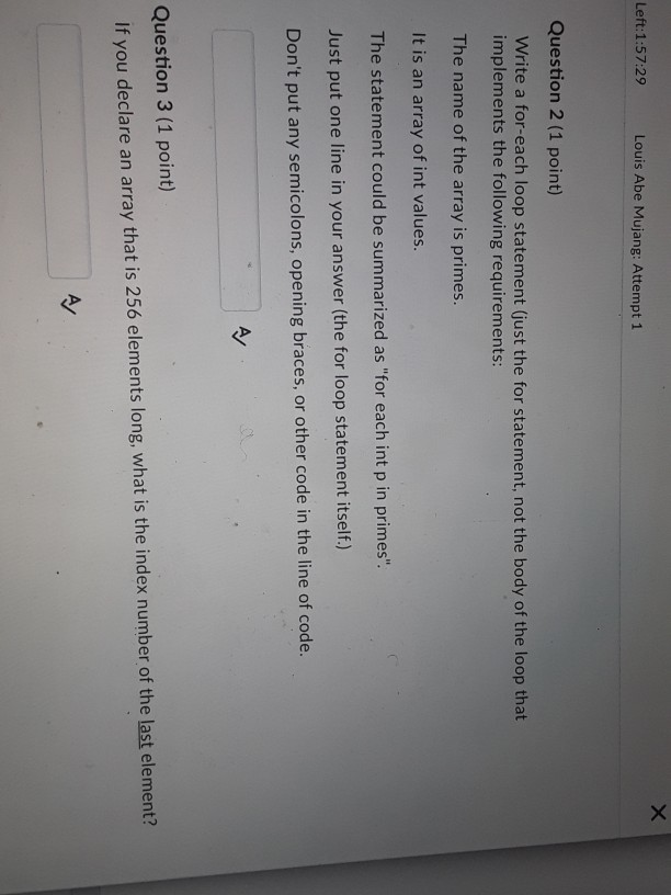  advance java Left:1:57:29 Louis Abe Mujang: Attempt 1 Question 2 (1