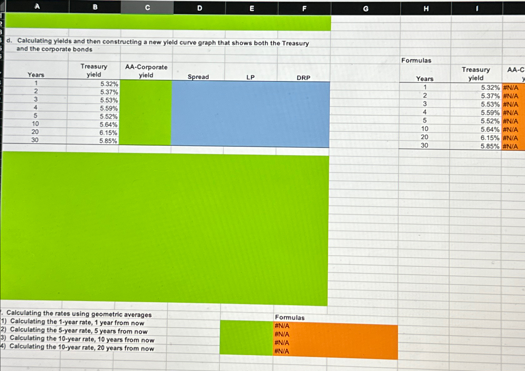  d. Calculating yields and then constructing a new yield curve graph