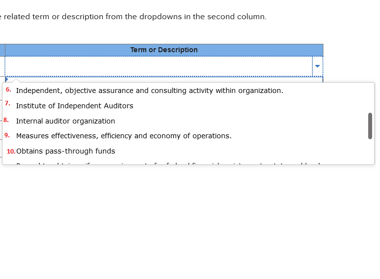 second column. No reply is used more than once. Term Term or