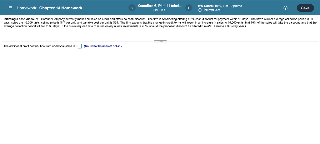  = Homework: Chapter 14 Homework Question 6, P14-11 (simi... Part 1