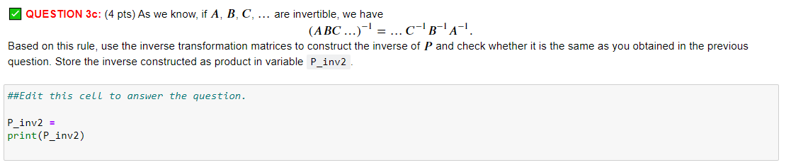 matrices for the inverse transformations of T1,R,S and T2 in QUESTION 2.