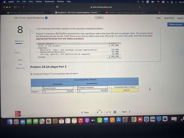 TThe following information applies to the questions disployed below.? Project Y requires
