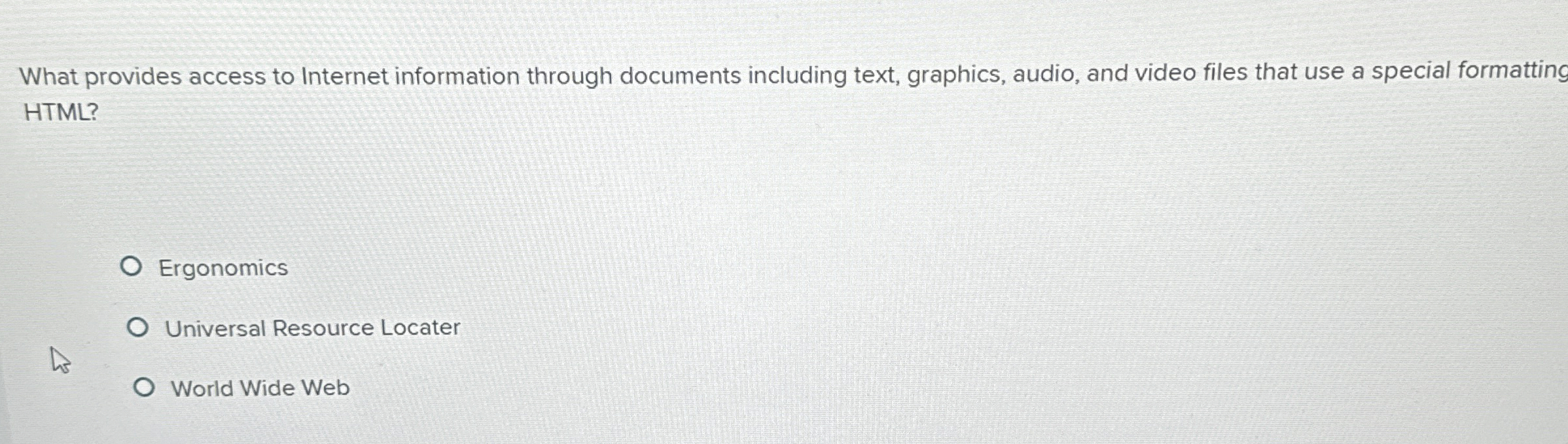  What provides access to Internet information through documents including text, graphics,