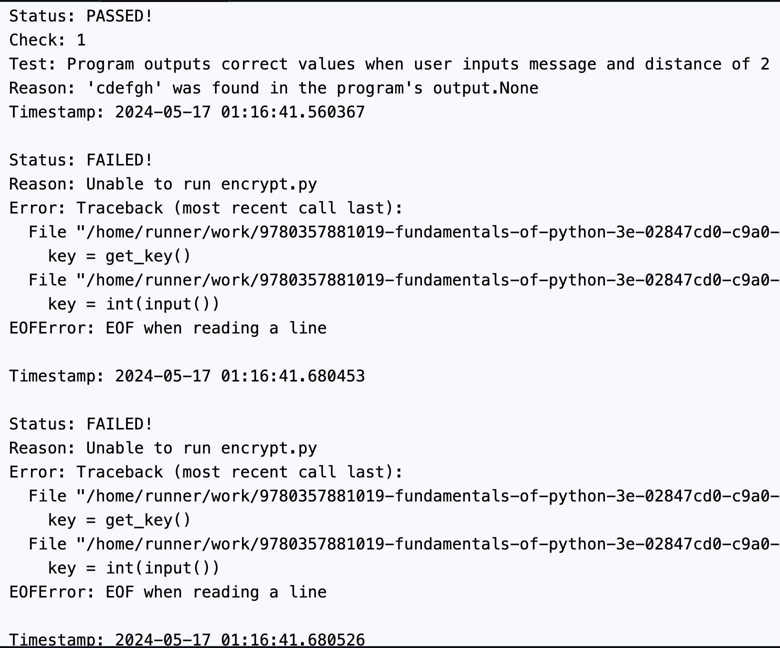  Task 1: Write a script in the file encrypt.py that inputs