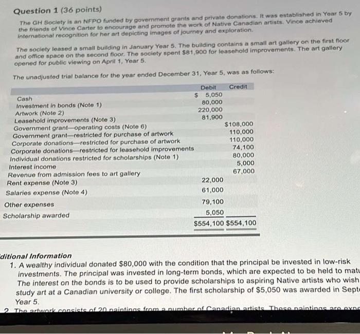  info for question in 2nd picture Question 1 (36 points) The