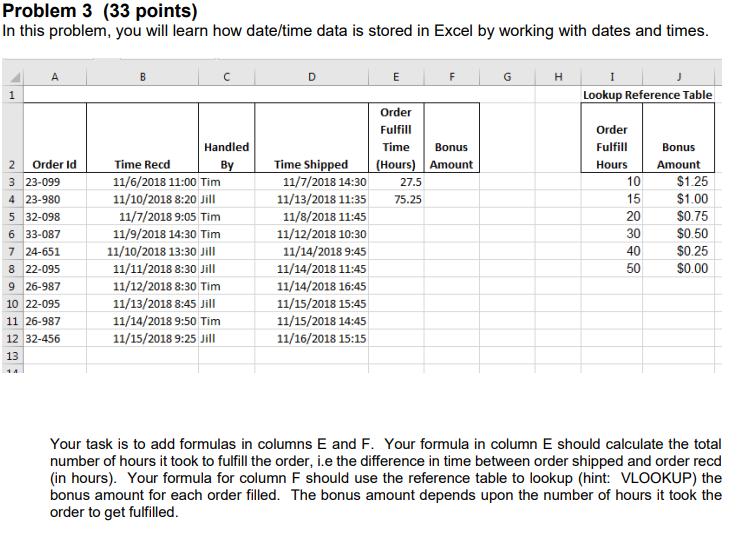 Not quite understanding what to do for column E and F.