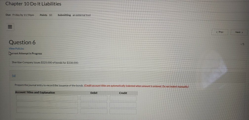  Chapter 10 Do It Liabilities Due Friday by 11-59pm Points 10