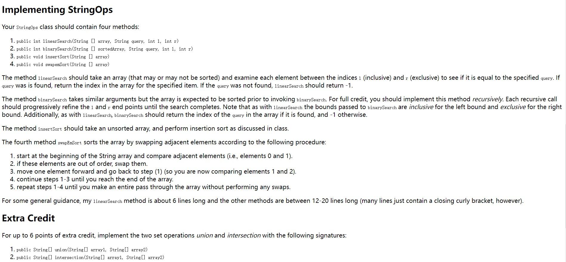  USE JAVA Use java working on this: public class StringOps {