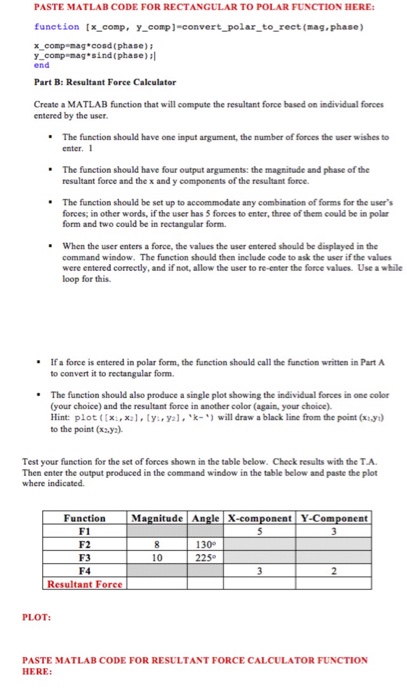  Matlab function, please help PASTE MATLAB CODE FOR RECTANGULAR TO POLAR