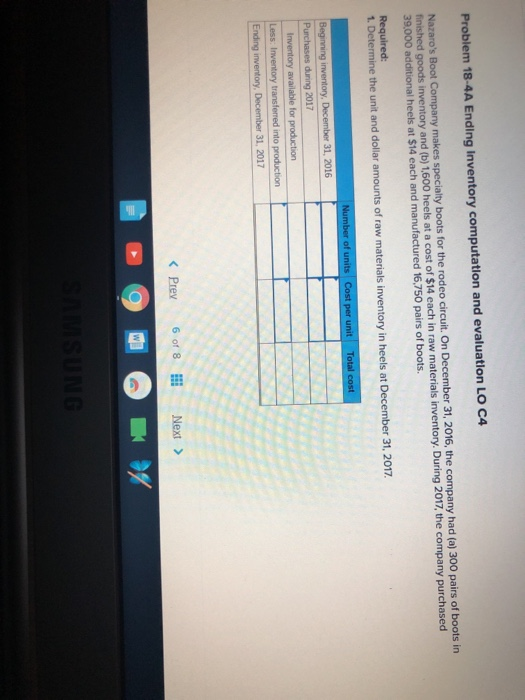  Problem 18-4A Ending Inventory computation and evaluation LO C4 Nazaro's Boot