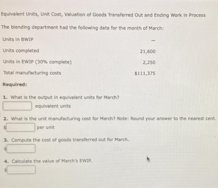 please help, I cant seem to solve this problem! Equivalent Units, Unit