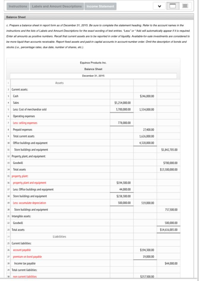 a multiple-step income statement for the year ended December 31, 2045, concluding